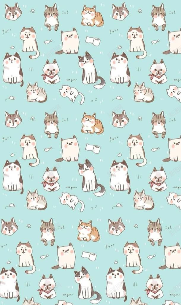 蓝色清新猫咪卷纸jpg设计背景_新图网 https://ixintu.com 清新 蓝色