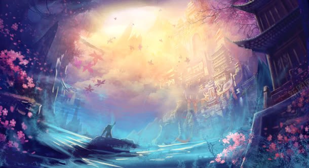 玄幻中国风城楼海报背景jpg设计背景_新图网 https://ixintu.com 国风 城楼 海报 背景