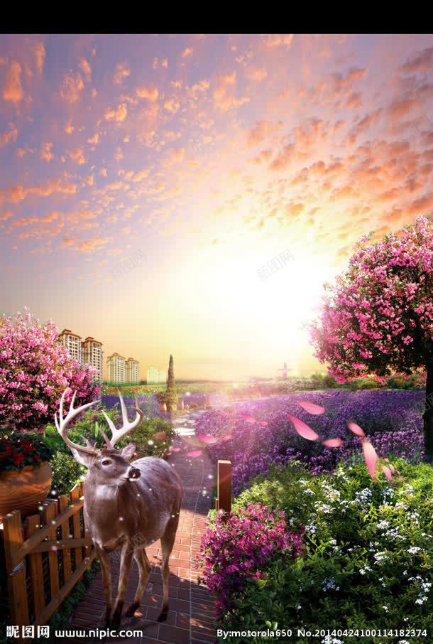 房地产广告桃花源jpg设计背景_新图网 https://ixintu.com 广告 开盘报广 房地产 桃花源