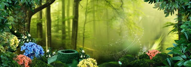 唯美绿色森林淘宝海报背景jpg设计背景_新图网 https://ixintu.com banner 女装 手绘 梦幻 浅色 海报背景 淡雅 背景 背景素材