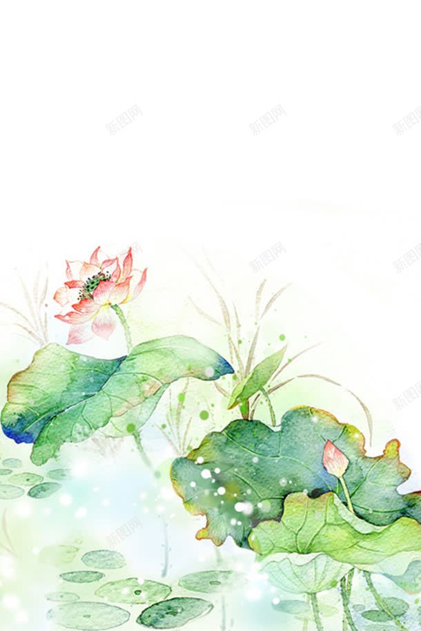 立绘手绘荷花荷叶矢量jpg设计背景_新图网 https://ixintu.com 矢量 竹子荷花荷叶满池塘 素材 荷叶 荷花