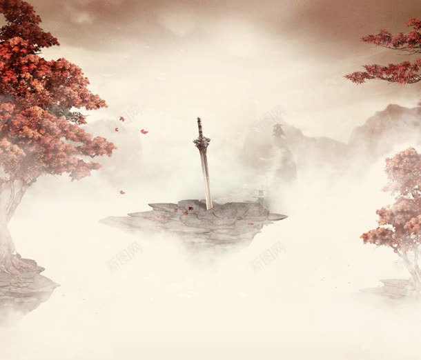 腾云驾雾刀鞘枫叶jpg设计背景_新图网 https://ixintu.com 枫叶 腾云驾雾
