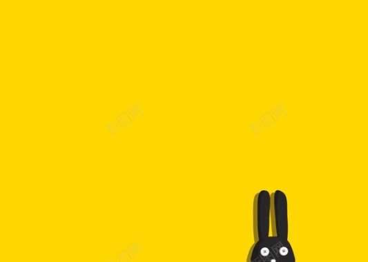 黄色卡通黑色小兔子壁纸背景