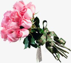 绿色情人节字体一束粉色的玫瑰花高清图片