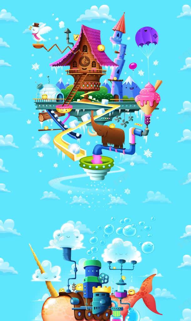 手绘卡通天空游乐园jpg设计背景_新图网 https://ixintu.com 卡通 天空 游乐园