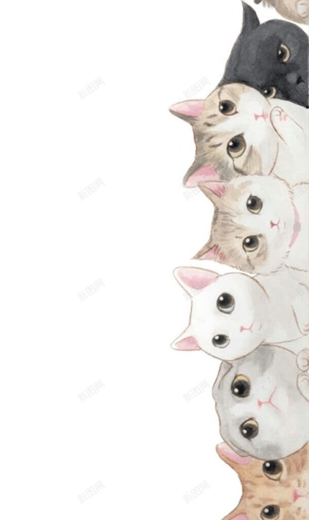 可爱猫咪壁纸手绘jpg设计背景_新图网 https://ixintu.com 可爱 壁纸