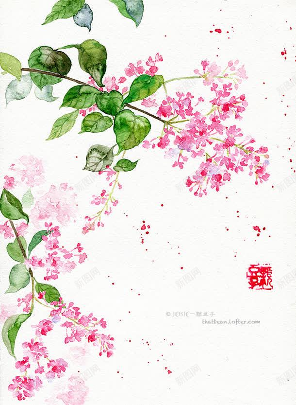 绚丽手绘绿叶花朵水彩插画jpg设计背景_新图网 https://ixintu.com 插画 水彩 绚丽 绿叶 花朵