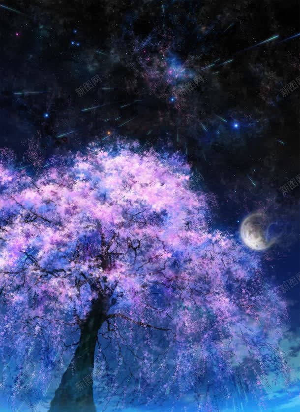 紫红色樱花树合成效果jpg设计背景_新图网 https://ixintu.com 合成 效果 樱花树 水彩 紫红色