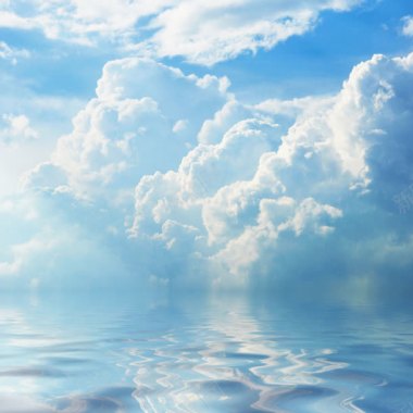 情侣元素白云与水面天空云彩背景