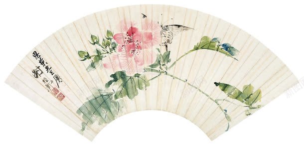 中国画扇面蝴蝶牡丹jpg设计背景_新图网 https://ixintu.com 中国画 扇面 牡丹 蝴蝶