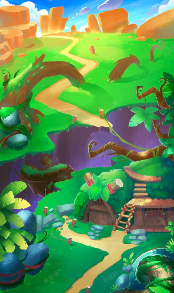 绿色植物卡通游戏场景jpg设计背景_新图网 https://ixintu.com 卡通 场景 游戏 绿色植物
