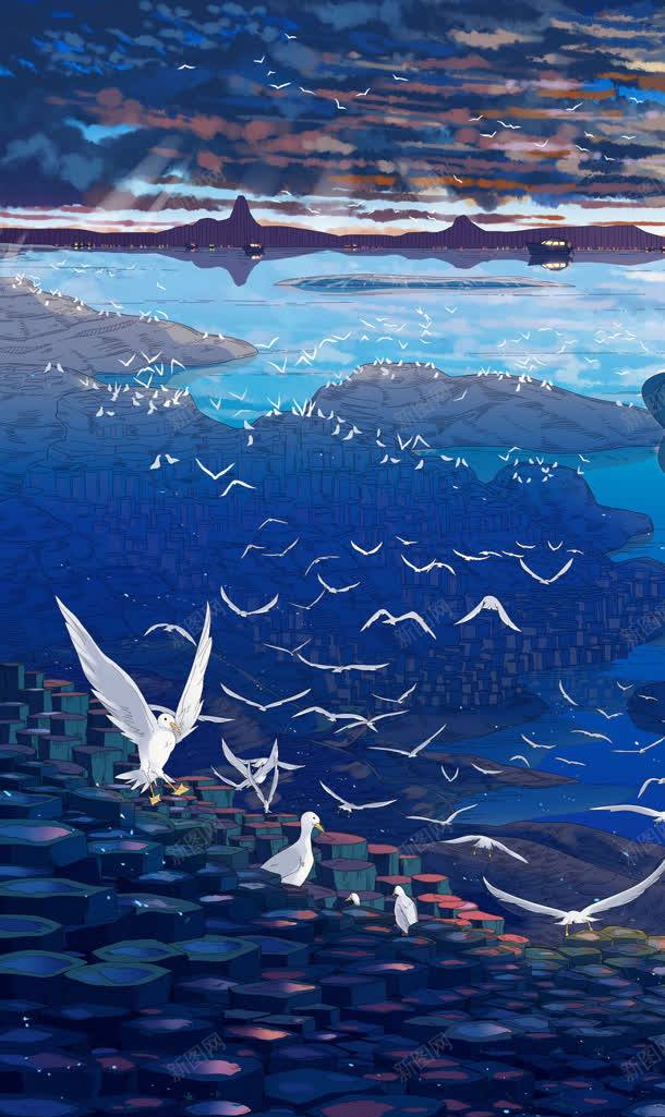 手绘插画蓝色梦想jpg设计背景_新图网 https://ixintu.com 插画 梦想 蓝色