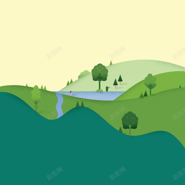 手绘青山绿水草坪jpg设计背景_新图网 https://ixintu.com 草坪 青山绿水