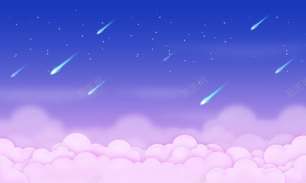 卡通云朵上的流星雨海报背景jpg设计背景_新图网 https://ixintu.com 云朵 卡通 流星 流星雨 海报 背景