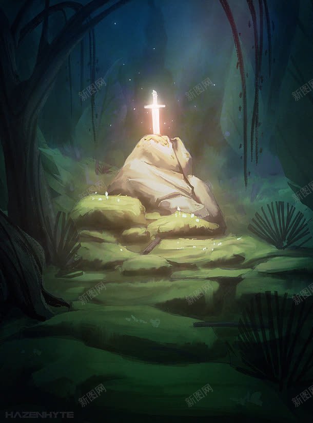 绿色森林光效石头jpg设计背景_新图网 https://ixintu.com 森林 石头 绿色