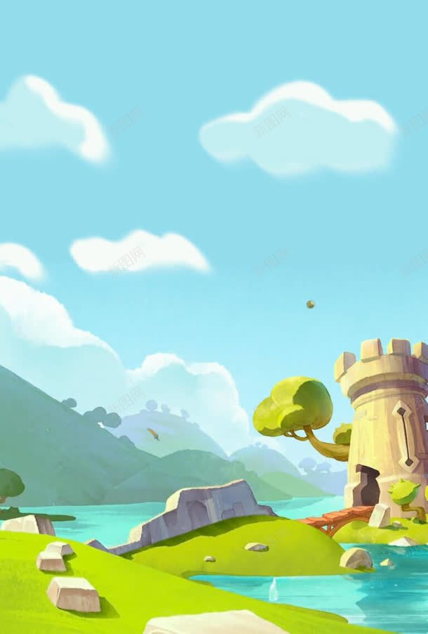 手绘蓝色天空白云jpg设计背景_新图网 https://ixintu.com 天空 白云 蓝色