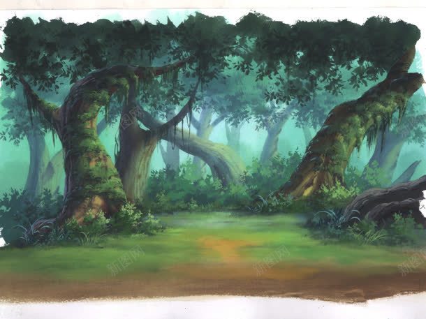 立绘彩绘风格树木树林环境渲染jpg设计背景_新图网 https://ixintu.com 彩绘 树木 树林 渲染 环境 风格