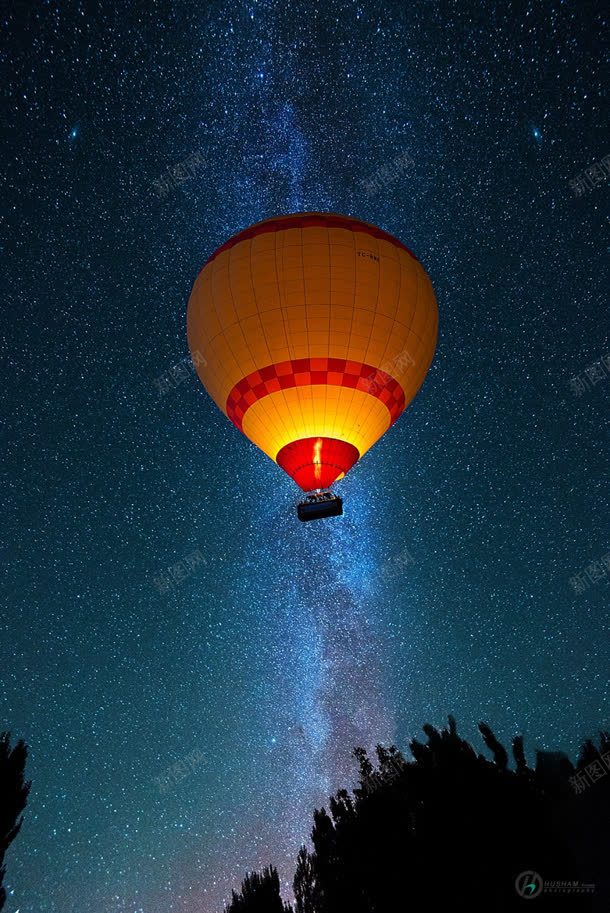 唯美星空夜空热气球jpg设计背景_新图网 https://ixintu.com 夜空 星空 热气球