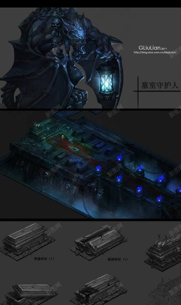 手绘卡通怪兽墓室jpg设计背景_新图网 https://ixintu.com 卡通 墓室