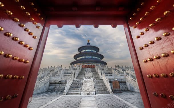红色大门天坛海报背景jpg设计背景_新图网 https://ixintu.com 大门 天坛 海报 红色 背景