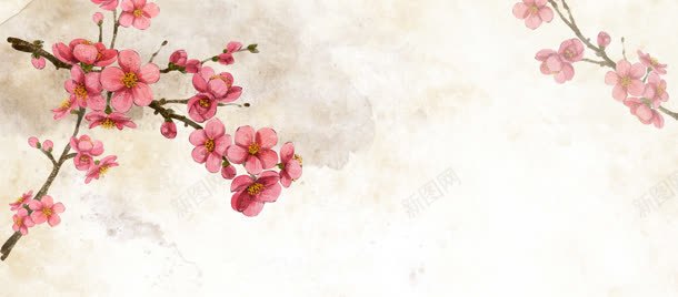 文艺背景jpg设计背景_新图网 https://ixintu.com 复古 文艺 梅花 水墨画 美白 面膜海报