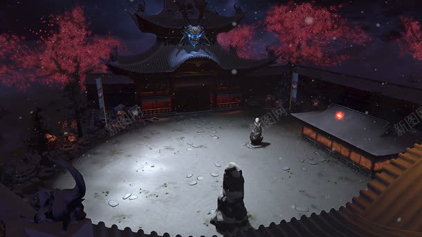 动漫夜色日本神社jpg设计背景_新图网 https://ixintu.com 夜色 日本
