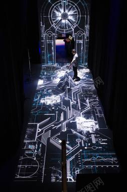 科技走廊海报背景蓝色背景