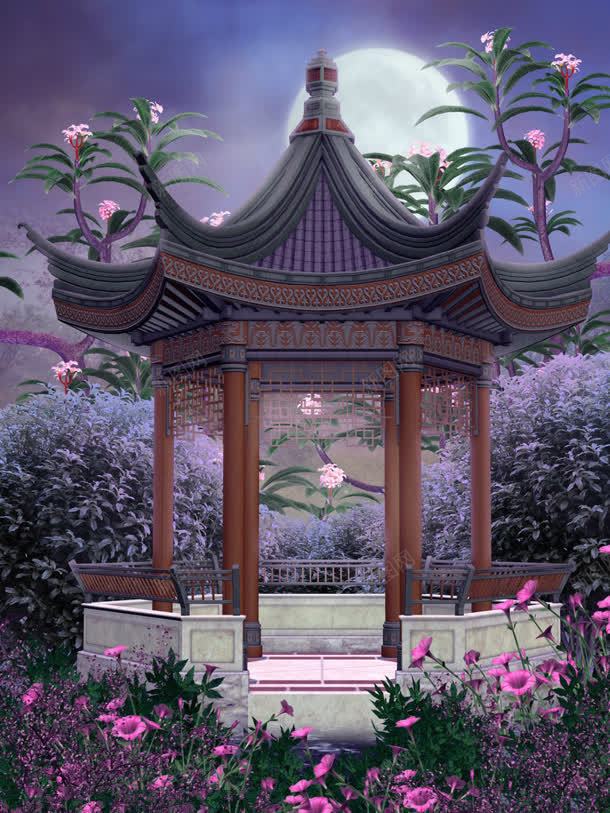 唯美的夜晚凉亭月色海报背景jpg设计背景_新图网 https://ixintu.com 凉亭 夜晚 月色 海报 背景