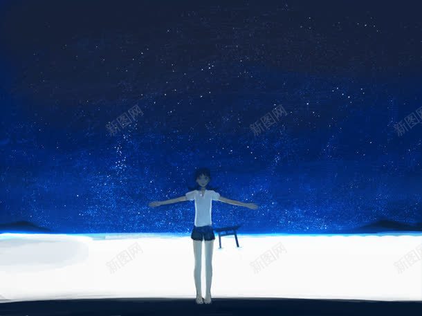 手绘星空下的美女jpg设计背景_新图网 https://ixintu.com 星空 美女