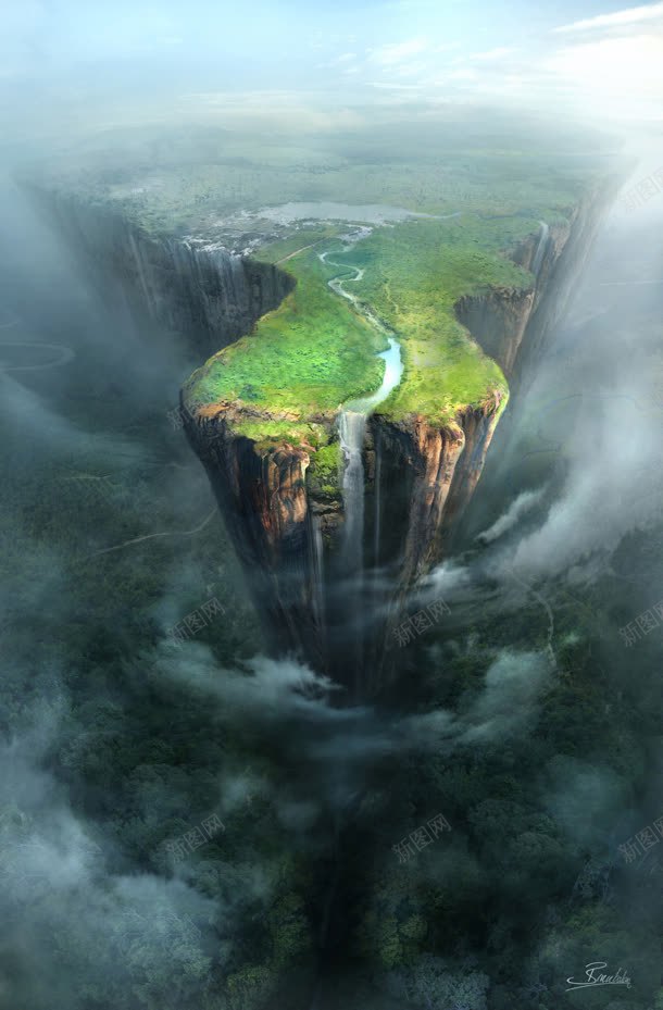 梦幻山崖瀑布海报背景jpg设计背景_新图网 https://ixintu.com 山崖 梦幻 海报 瀑布 背景