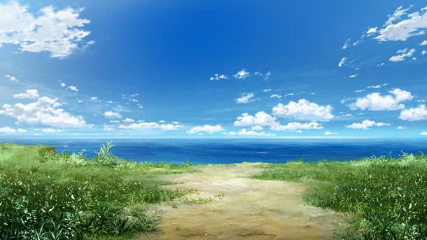 动漫手绘蓝天大海白云jpg设计背景_新图网 https://ixintu.com 大海 海阔天空 白云 蓝天