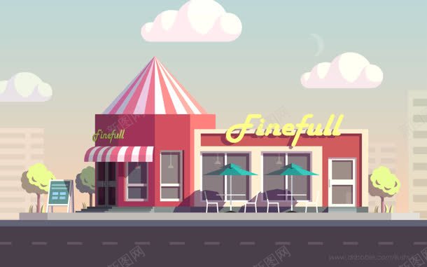 手绘卡通云彩房屋jpg设计背景_新图网 https://ixintu.com 云彩 卡通 房屋