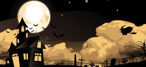 万圣节背景jpg设计背景_新图网 https://ixintu.com 万圣节 万圣节海报 万圣节素材 化妆舞会 十字架 圆月 巫婆 月亮 舞会海报 蝙蝠 黑夜