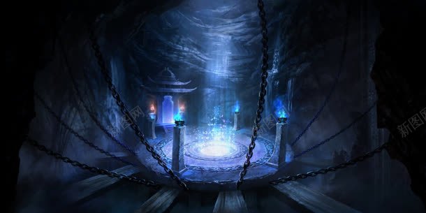 神秘蓝色的发光古洞jpg设计背景_新图网 https://ixintu.com 发光 神秘 蓝色