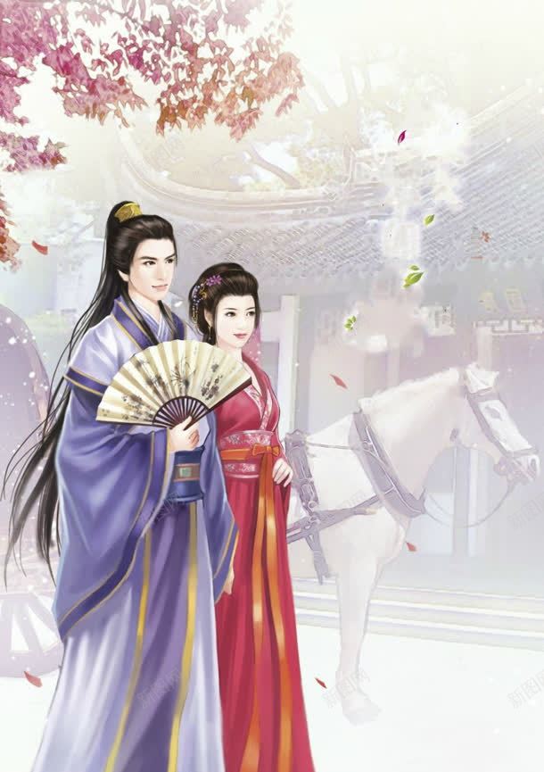 手绘古风拿扇子的人jpg设计背景_新图网 https://ixintu.com 古风 扇子