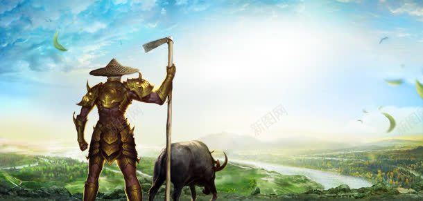 唯美蓝天绿地稻草人海报背景jpg设计背景_新图网 https://ixintu.com 海报 稻草人 绿地 背景 蓝天