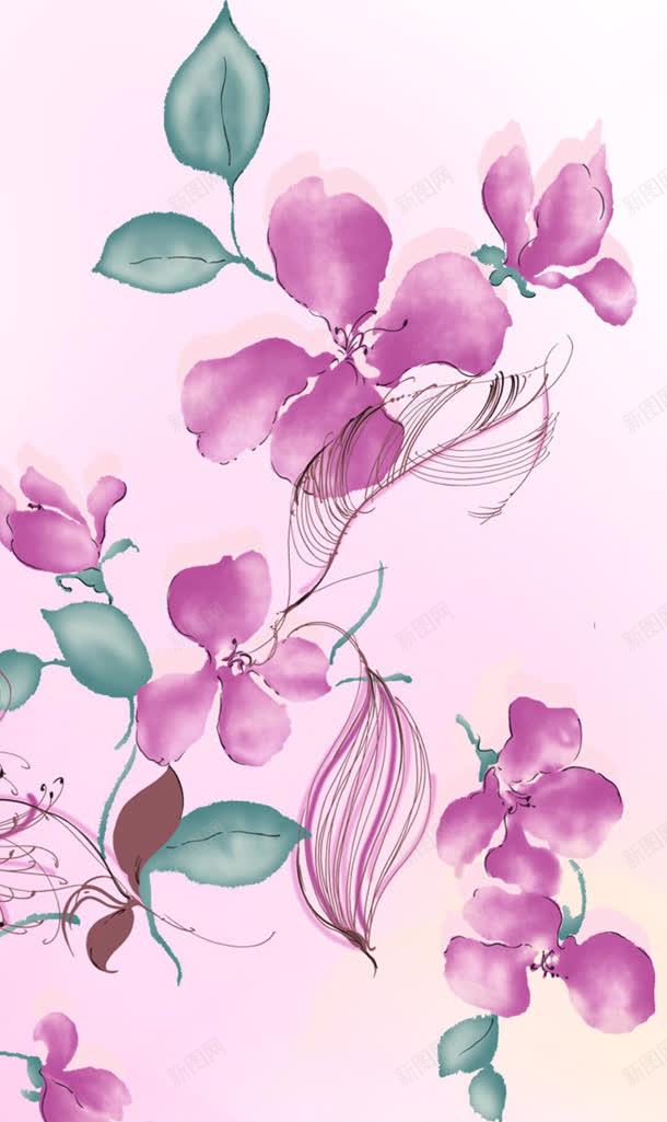 水墨红花绿叶创意元素jpg设计背景_新图网 https://ixintu.com 元素 创意 水墨 红花 绿叶