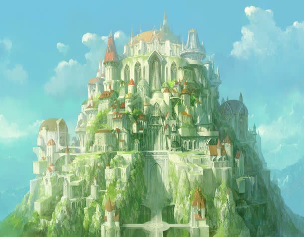 绿色山峰城堡插画jpg设计背景_新图网 https://ixintu.com 城堡 山峰 插画 绿色