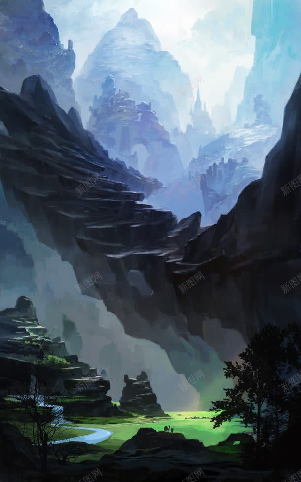 动漫插画战场悬崖jpg设计背景_新图网 https://ixintu.com 悬崖 战场 插画