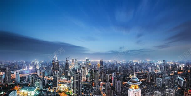 蓝天下宁静夜晚的城市jpg设计背景_新图网 https://ixintu.com 城市 夜晚 宁静 蓝天