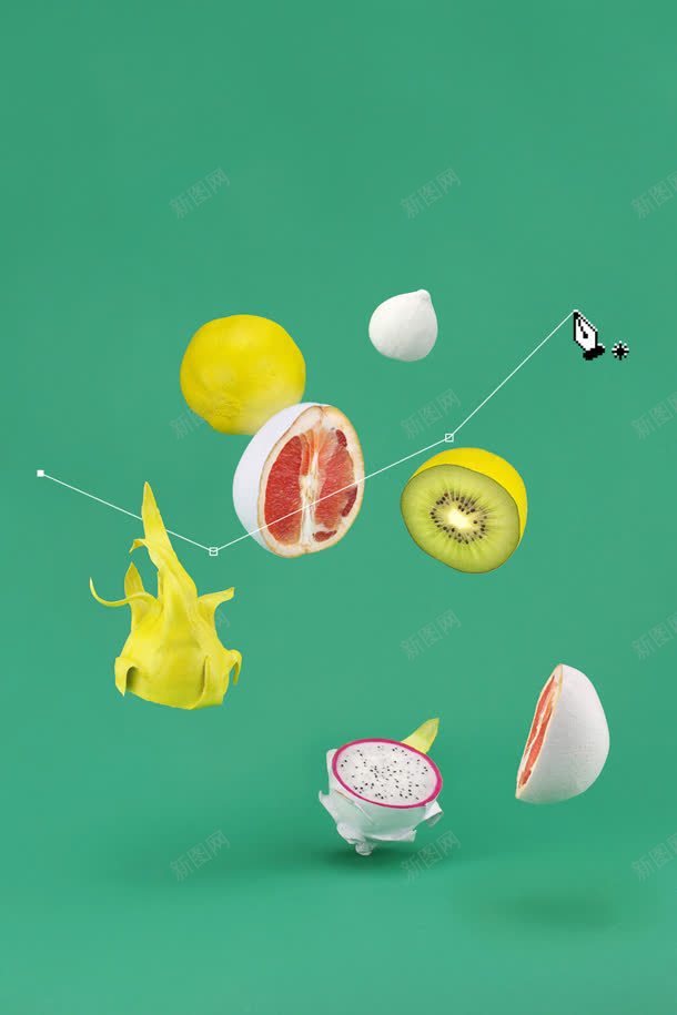 绿色背景卡通水果钢笔jpg设计背景_新图网 https://ixintu.com 卡通 水果 绿色 背景 钢笔