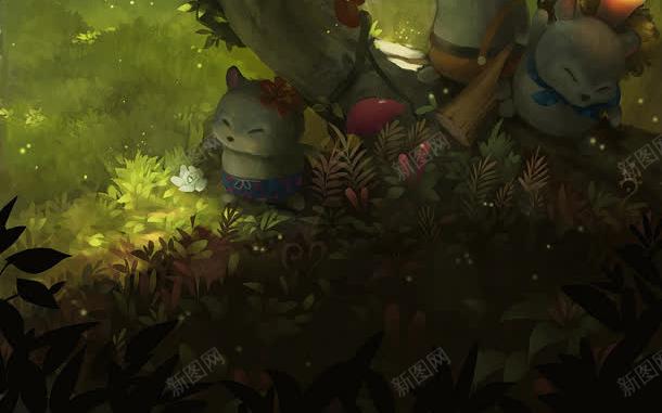 绿色植物小老鼠卡通jpg高清背景_新图网 https://ixintu.com 卡通 绿色植物 老鼠