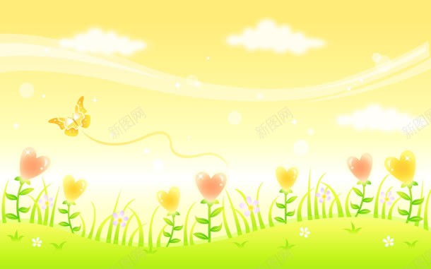 卡通爱心小花蝴蝶海报背景jpg设计背景_新图网 https://ixintu.com 卡通 海报 爱心 背景 蝴蝶