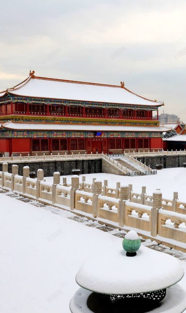 中国风故宫雪景建筑jpg设计背景_新图网 https://ixintu.com 国风 建筑 故宫 雪景