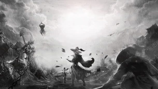 武侠类网游宣传海报jpg设计背景_新图网 https://ixintu.com 古典 宣传 手绘 武侠 海报