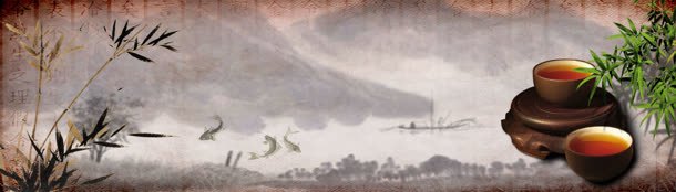 茶文化中国山水画古典背景bannerjpg设计背景_新图网 https://ixintu.com banner 中国山水画 古典 竹子 背景 茶具 茶文化 鱼儿戏水