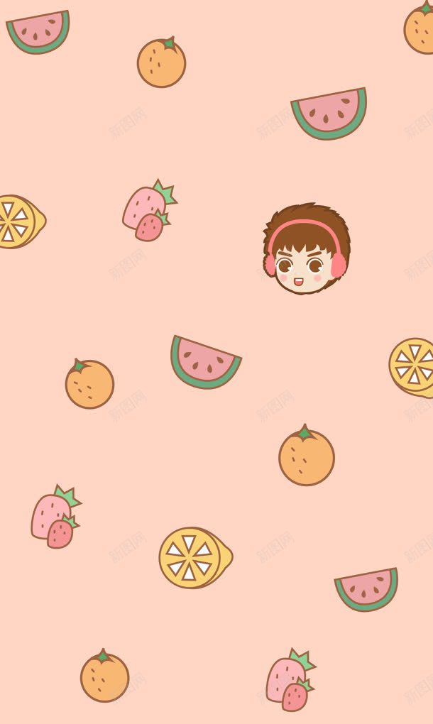粉色卡通水果壁纸jpg设计背景_新图网 https://ixintu.com 卡通 壁纸 水果 粉色
