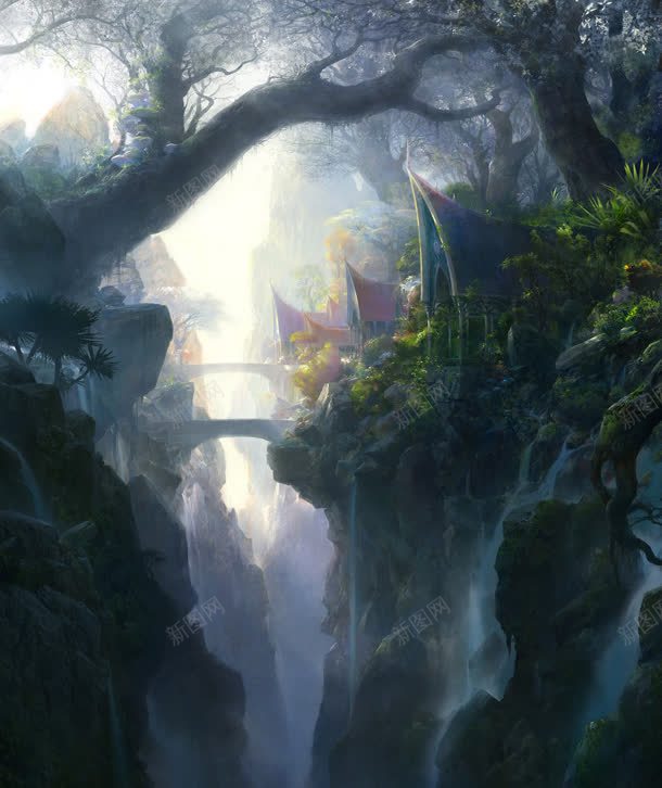 黑我森林悬崖房屋jpg设计背景_新图网 https://ixintu.com 悬崖 房屋 森林