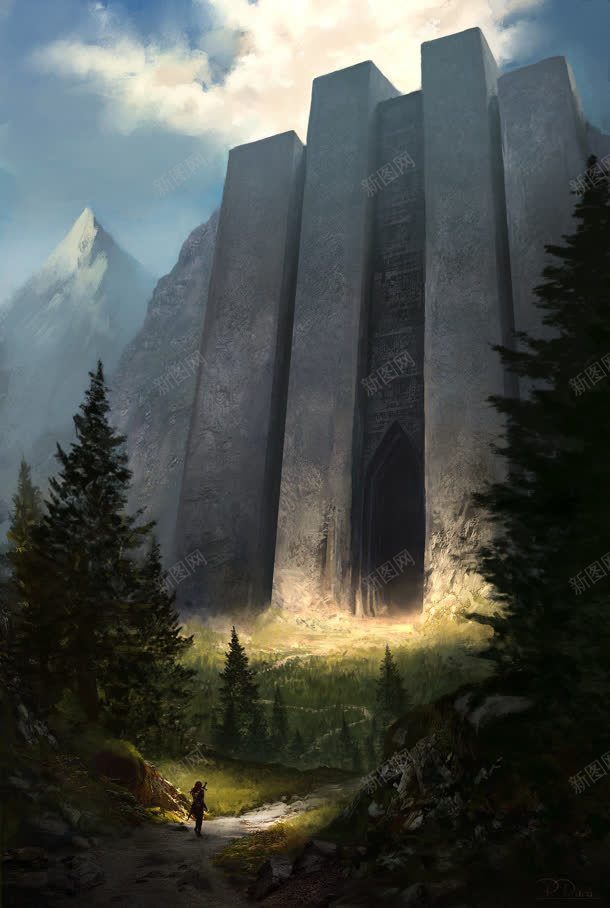 手绘高大城楼插画jpg设计背景_新图网 https://ixintu.com 城楼 插画 高大