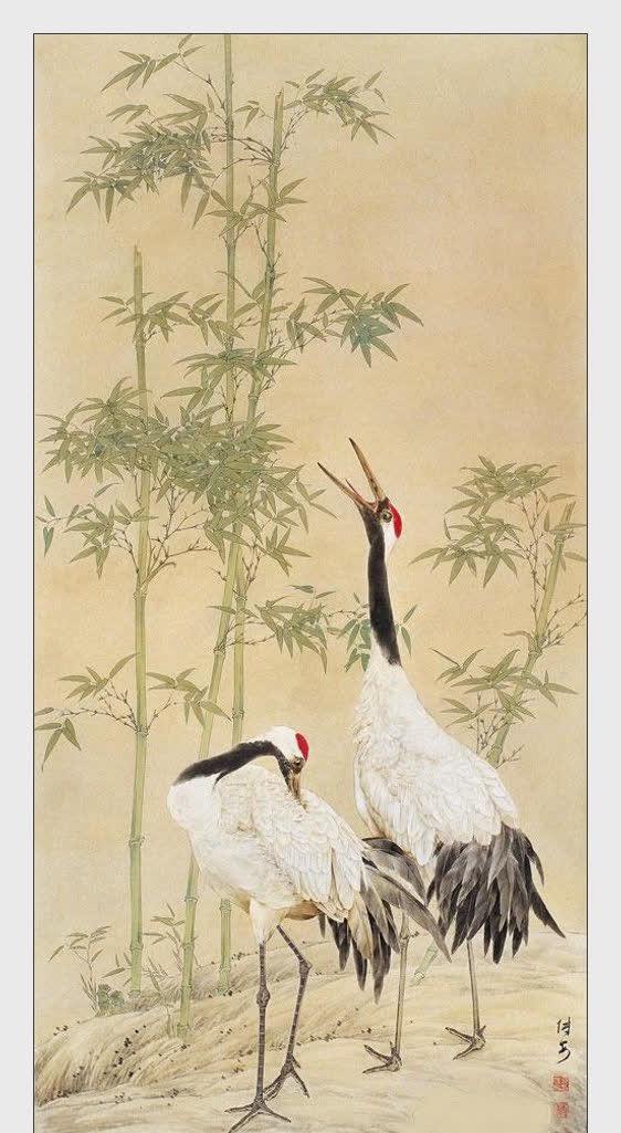 中国名家竹林仙鹤画集jpg设计背景_新图网 https://ixintu.com 中国 仙鹤 名家 画集 竹林